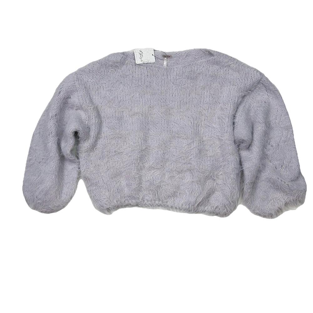 Free People Flurry Pullover Sweater XS Violet Frost Lilac‎ Fuzzy Cropped NWT